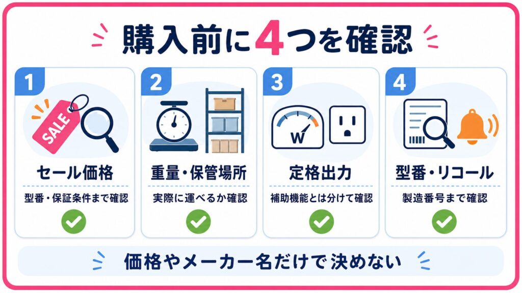 ポータブル電源購入前に確認したい価格・重量・出力・リコール