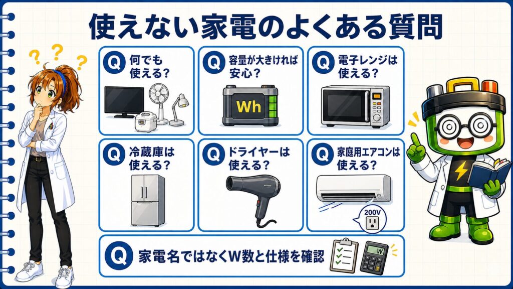 ポータブル電源で使えない家電に関する6つのよくある質問