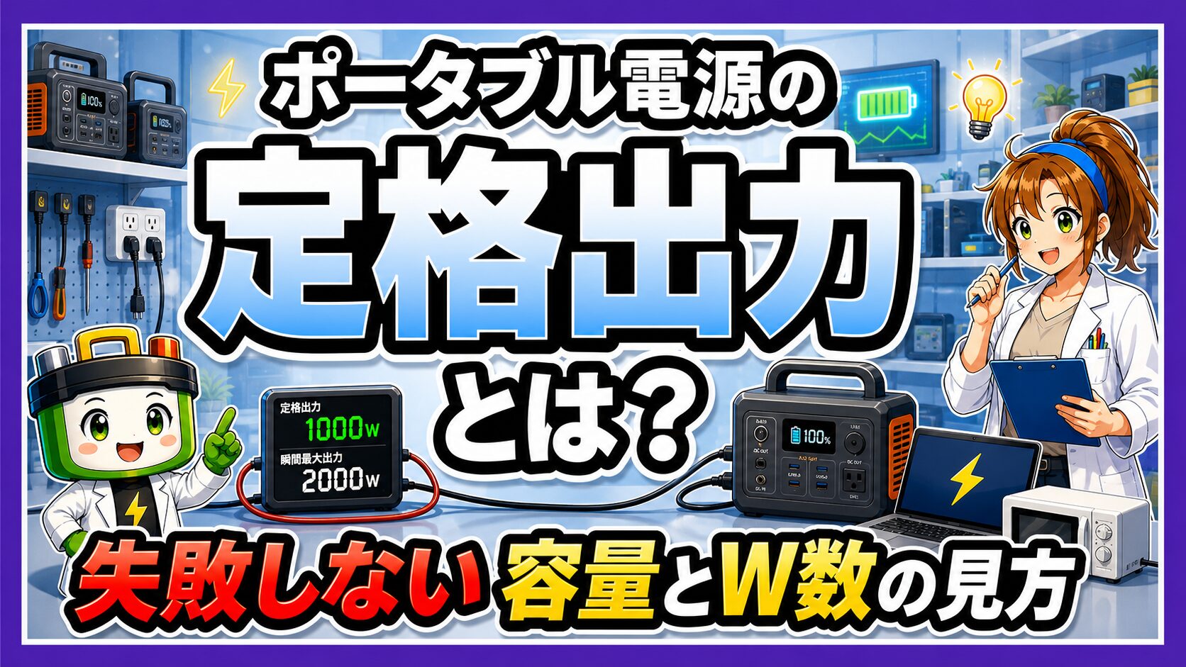 ポータブル電源の定格出力とは？失敗しない容量とW数の見方