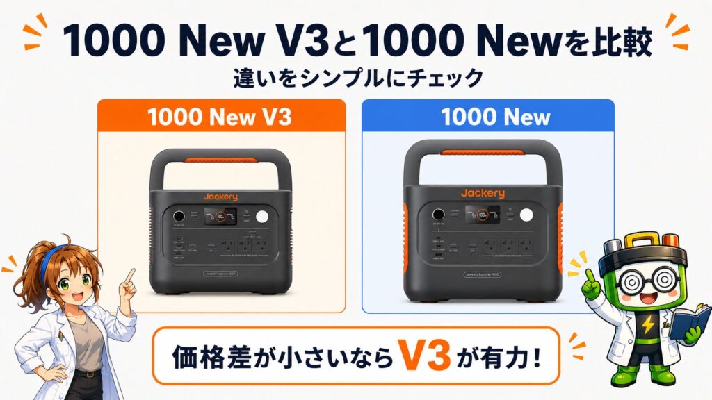 Jackery 1000 New V3と1000 Newの違いを比較したイメージ画像