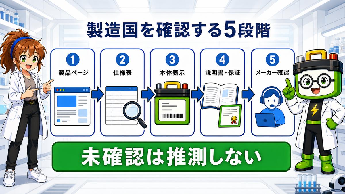 ポータブル電源の製造国を公式情報で確認する5段階