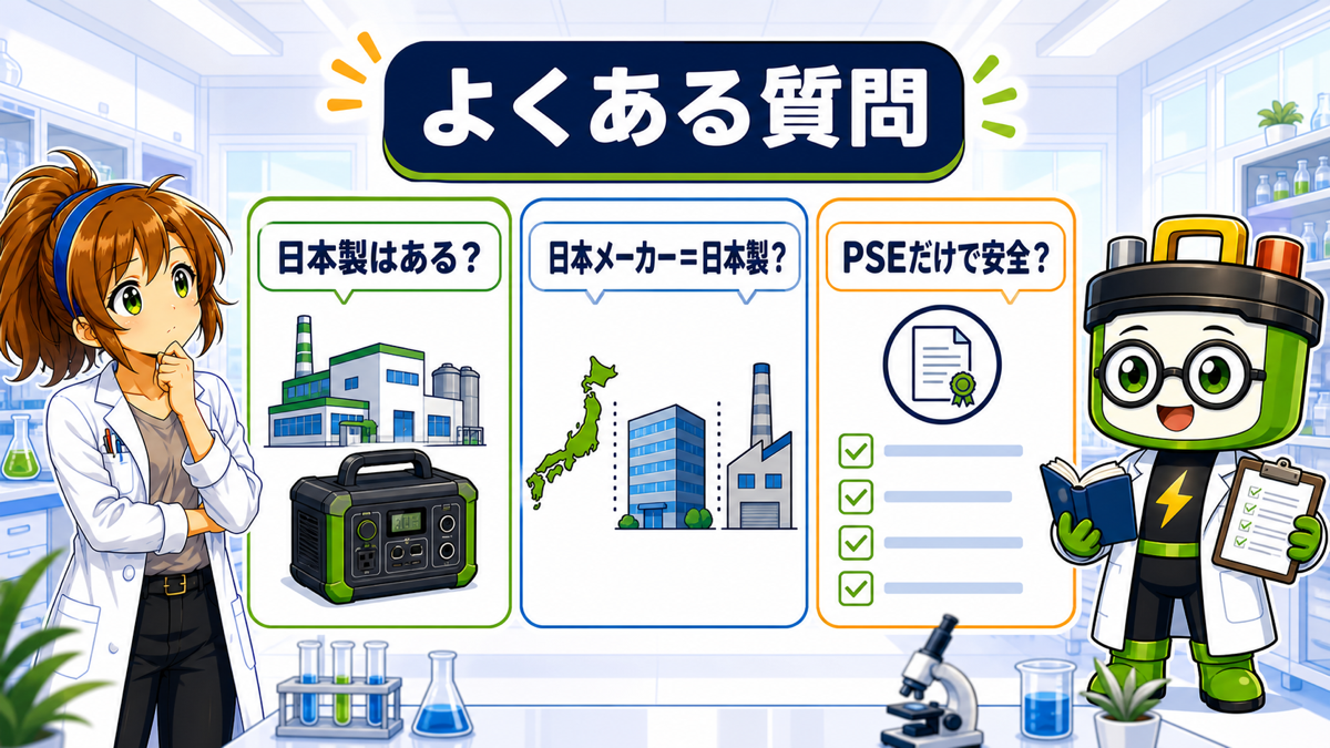 日本製ポータブル電源についてよくある質問をまとめた図