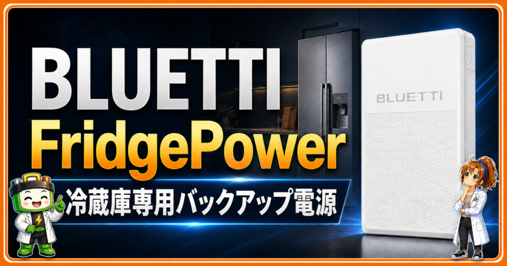 BLUETTI FridgePower本体と冷蔵庫専用バックアップ電源のアイキャッチ
