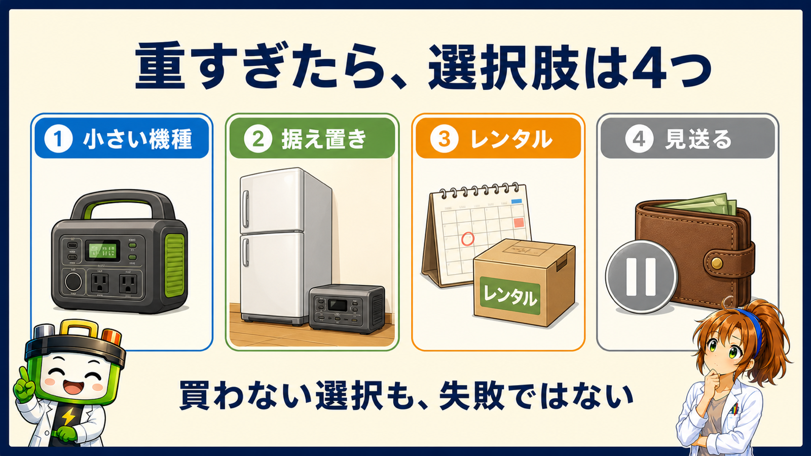 重すぎるときの小さい機種・据え置き・レンタル・見送る4つの選択肢