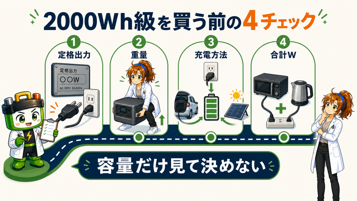 2000Wh級ポータブル電源を選ぶ前に確認する4項目