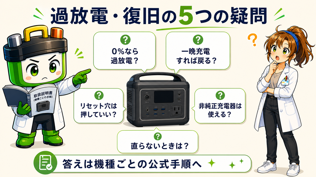 ポータブル電源の過放電と復旧に関する5つの質問
