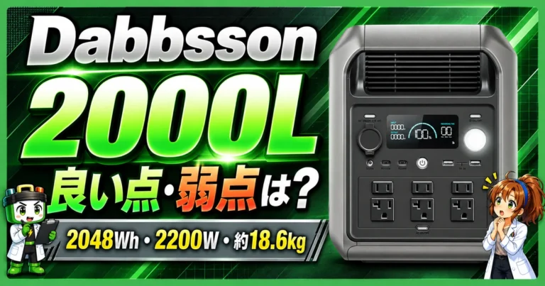 Dabbsson 2000Lの良い点と弱点は？重さ・充電・保証を解説