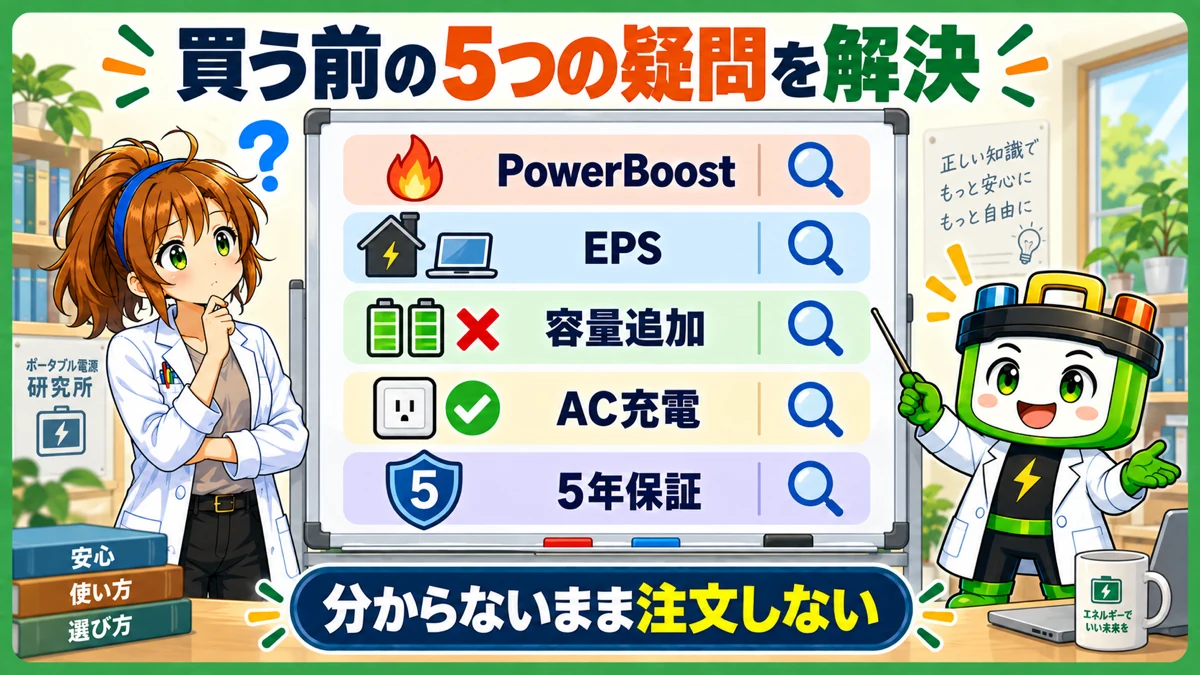 Dabbsson 2000Lを購入する前に確認したい5つの疑問を示す図