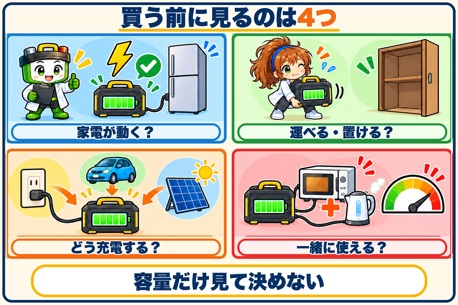 2000Wh級ポータブル電源を選ぶ前に確認する4項目